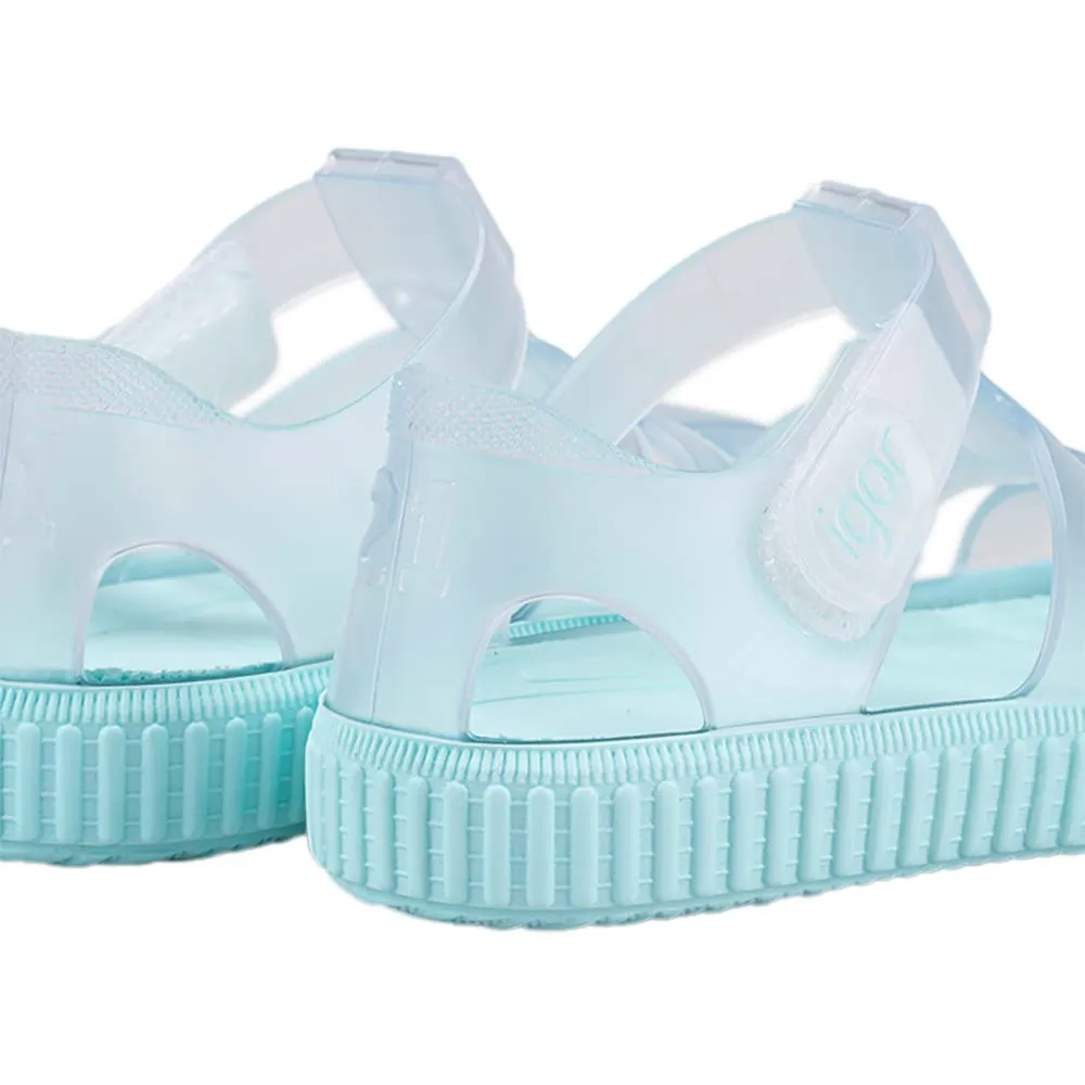 Igor Jellies Nico Cristal Sandal Aquamarine Blue/Green Sole and Clear Upper