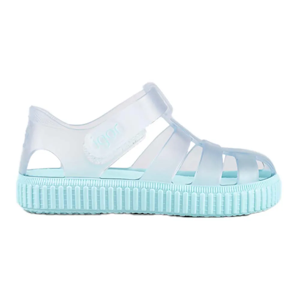 Igor Jellies Nico Cristal Sandal Aquamarine Blue/Green Sole and Clear Upper