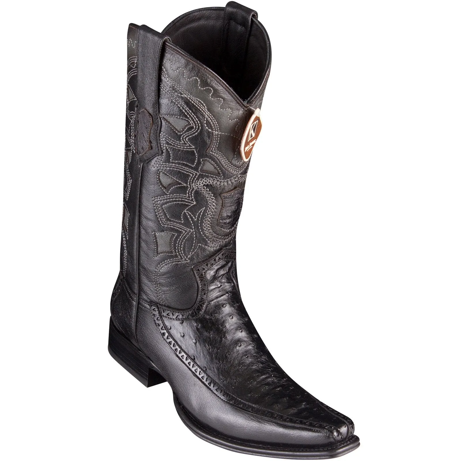 King Exotic Men's Ostrich Black Cowboy Boots - H76 European Toe