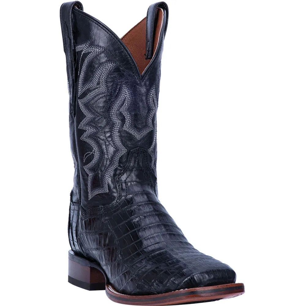 Kingsly Caiman Embroidered Square Toe Cowboy Boots