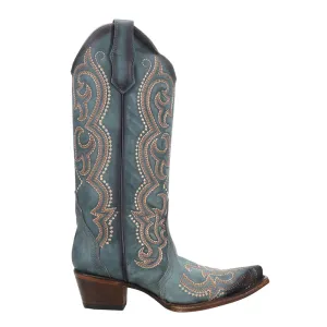 Ld Blue Jean Embroidery & Triad Gradient Snip Toe Cowboy Boots