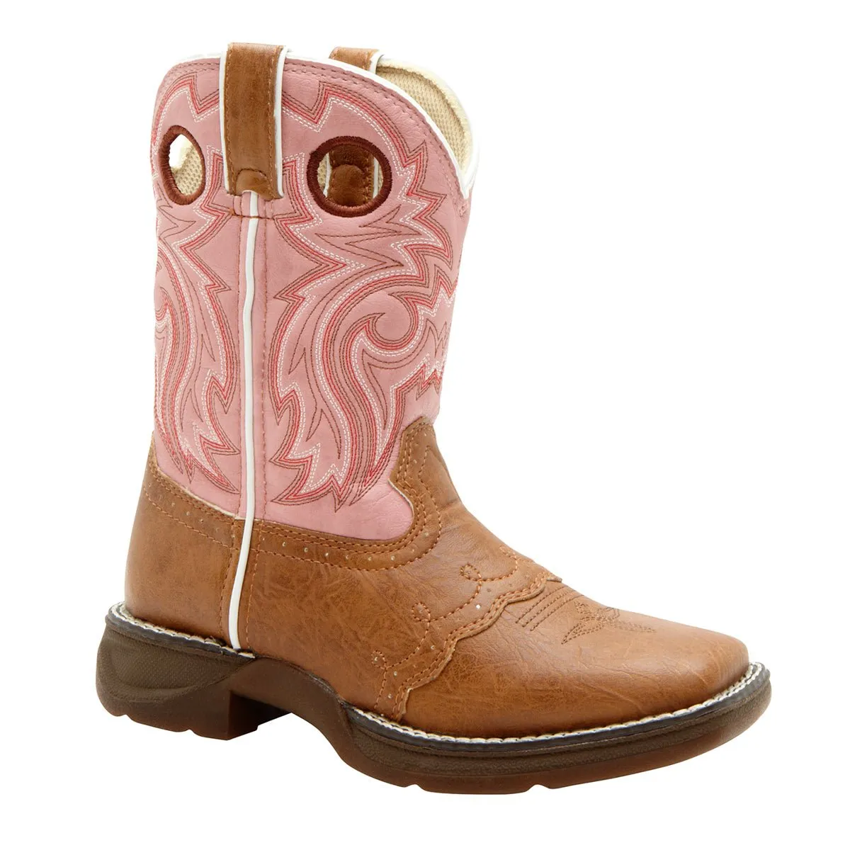 Lil' Flirt by Durango Girls Tan Faux Leather Lacey Western Cowboy Boots