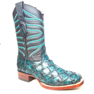 Los Altos Boots Turquoise Pirarucu Square toe Cowboy Boots