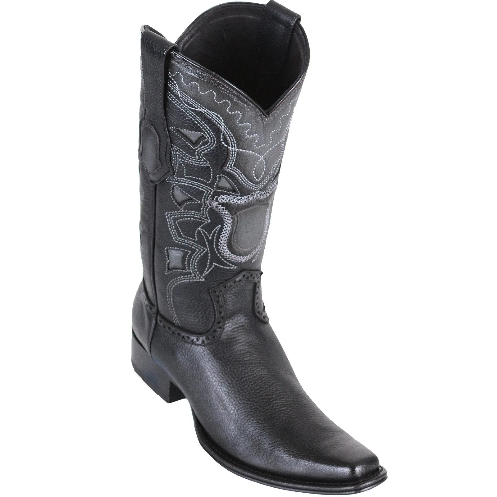 Los Altos Men's Grisly European Toe Cowboy Boots - Black