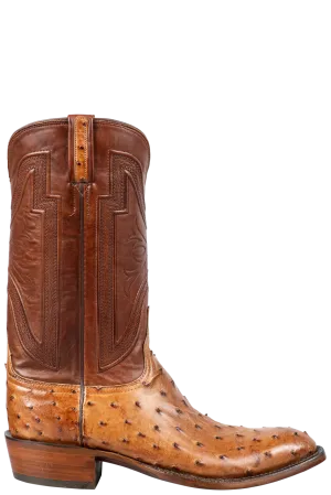 Lucchese Hugh Ostrich Cowboy Boots - Barnwood