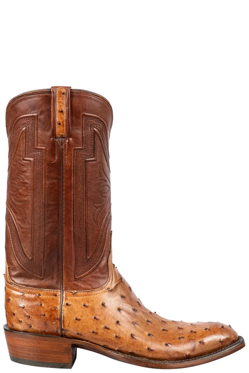 Lucchese Hugh Ostrich Cowboy Boots - Barnwood