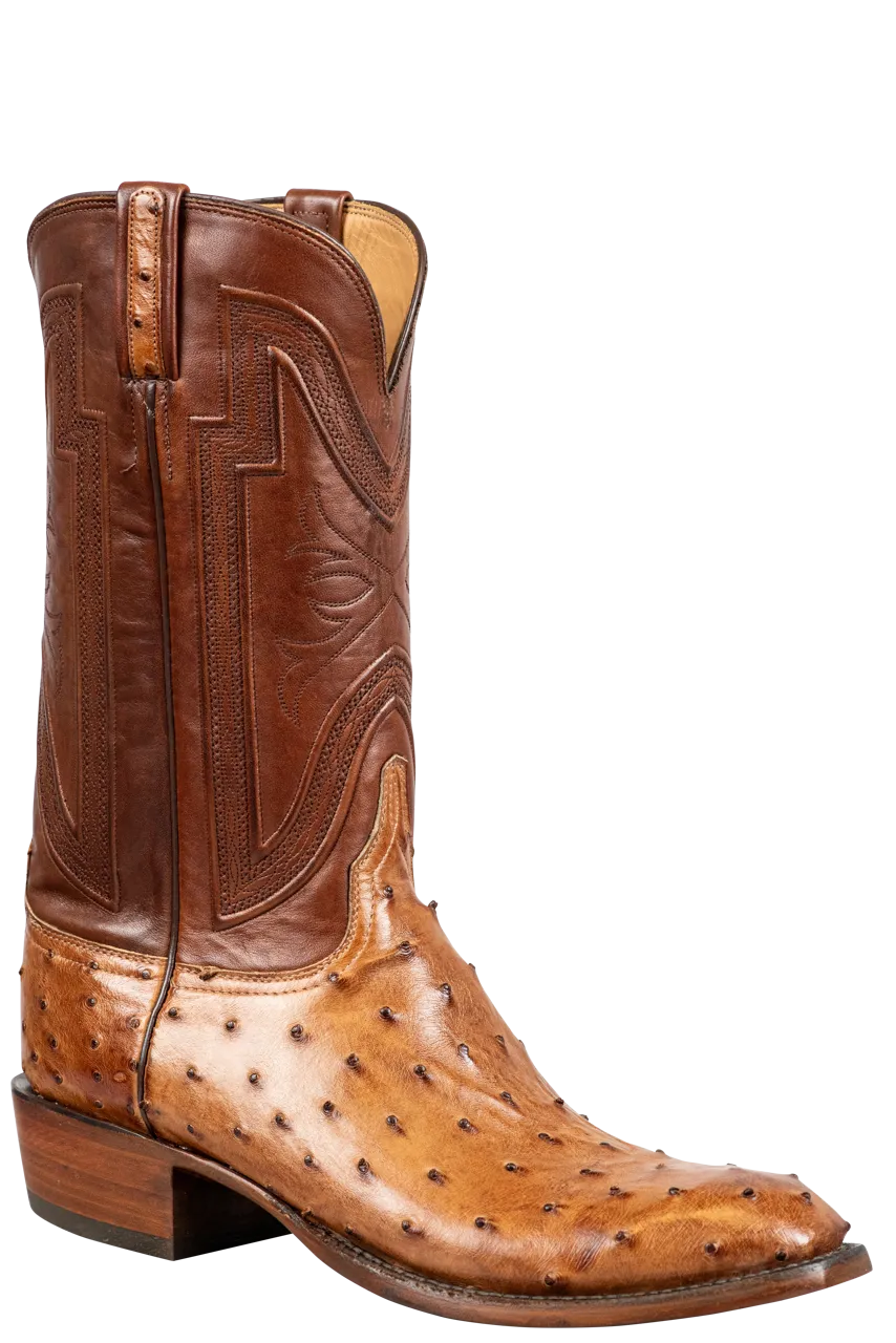 Lucchese Hugh Ostrich Cowboy Boots - Barnwood