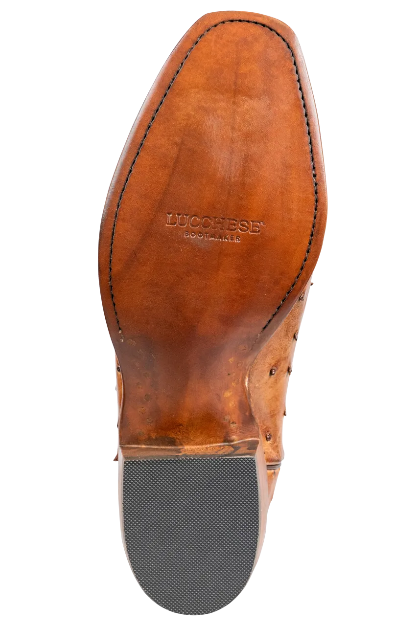 Lucchese Hugh Ostrich Cowboy Boots - Barnwood