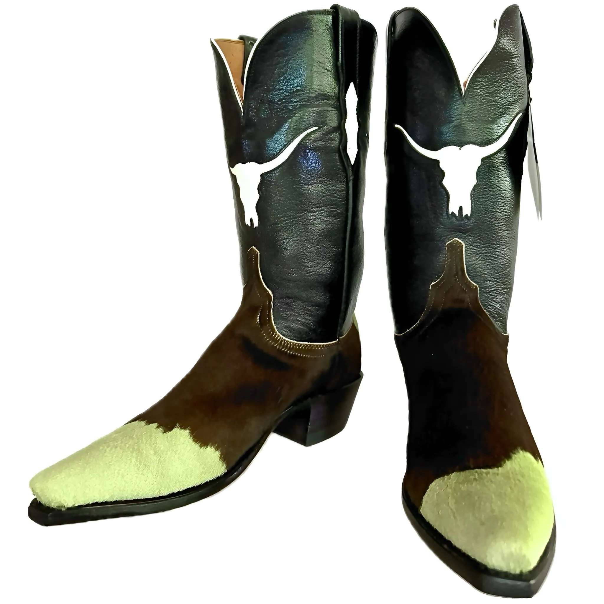 LUCCHESE Longhorn Cowhide Calf Hair On Hide Cowgirl Boots