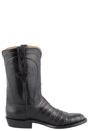 Lucchese Men's Caiman Belly Roper Boots - Black