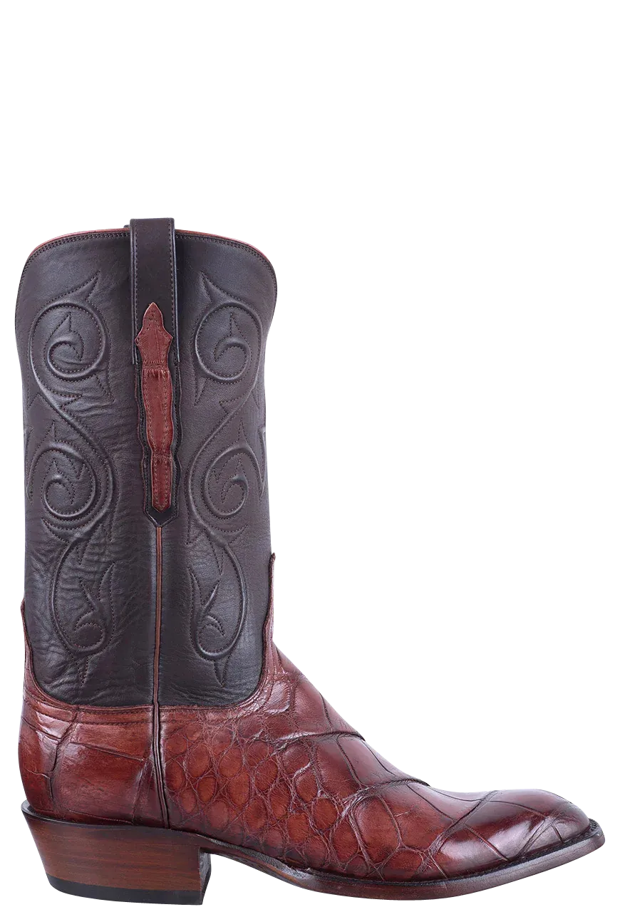 Lucchese Men's Giant Gator Cowboy Boots - Antique Italian Red