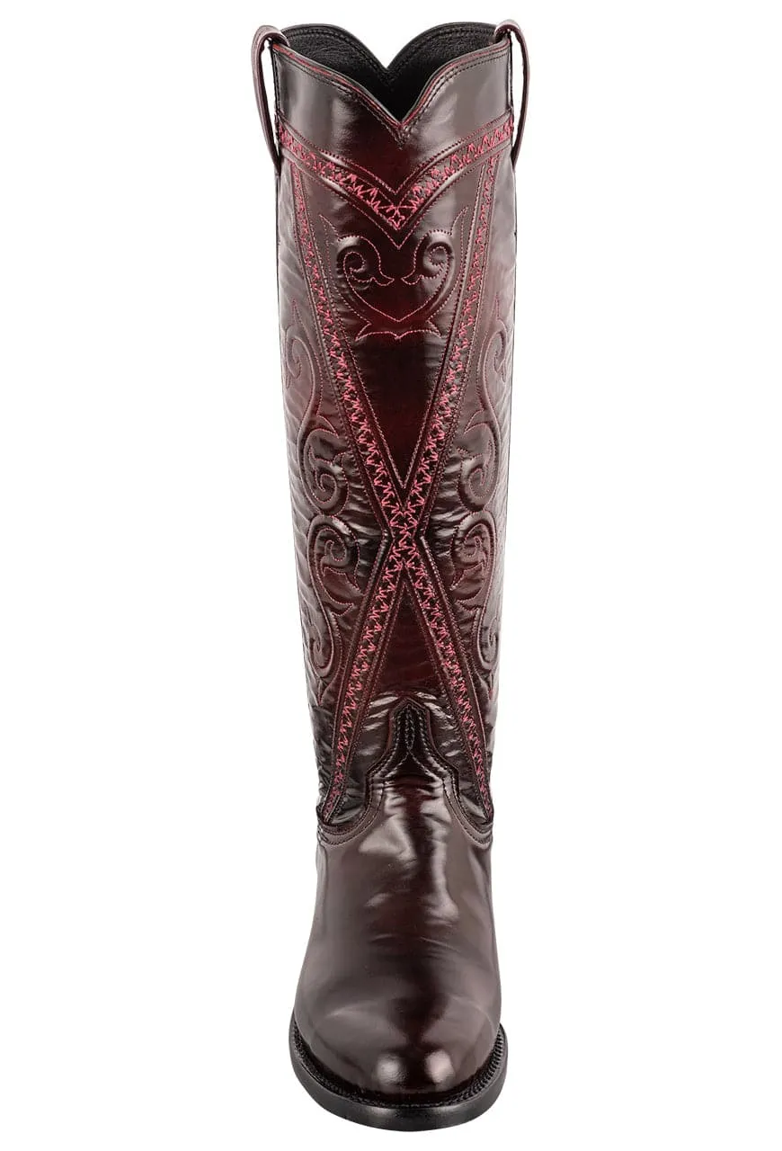 Lucchese Women's Goat Dora Roper Boots - Black Cherry