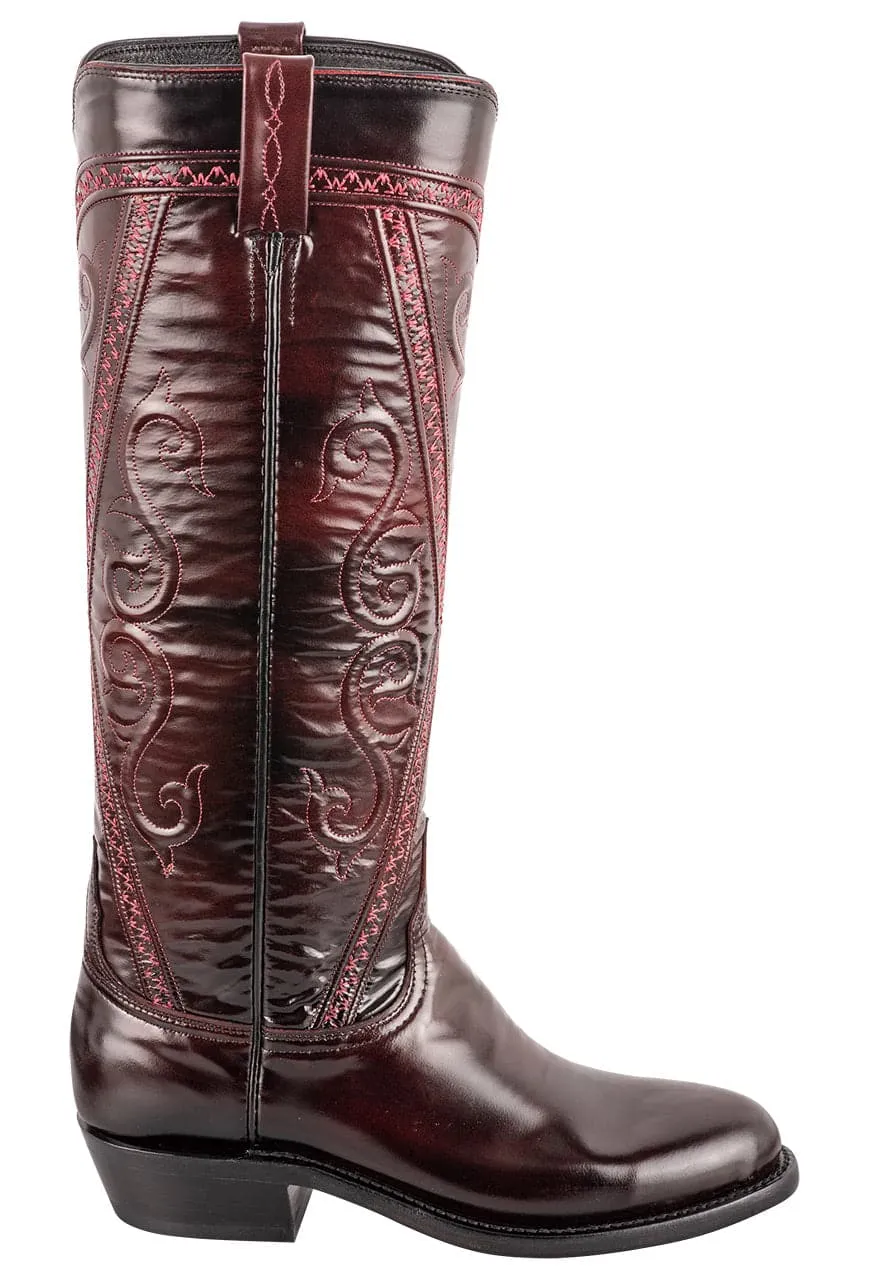 Lucchese Women's Goat Dora Roper Boots - Black Cherry