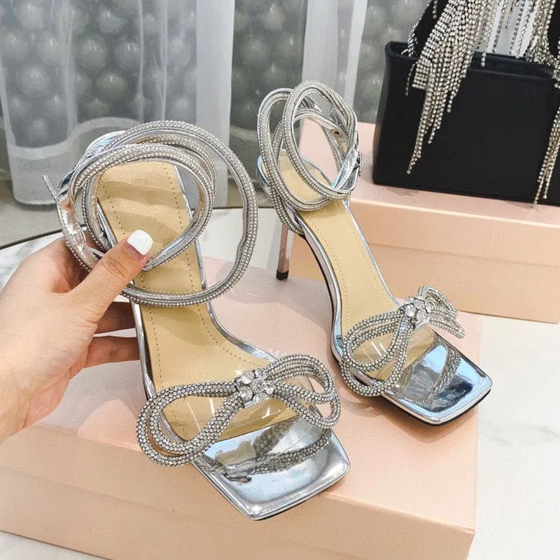 Luxury Rhinestones Bowknot Star Style Crystal Gladiator High Heels