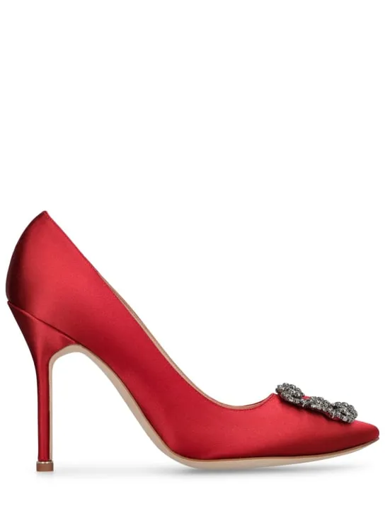 Manolo Blahnik   105mm Hangisi satin pumps 