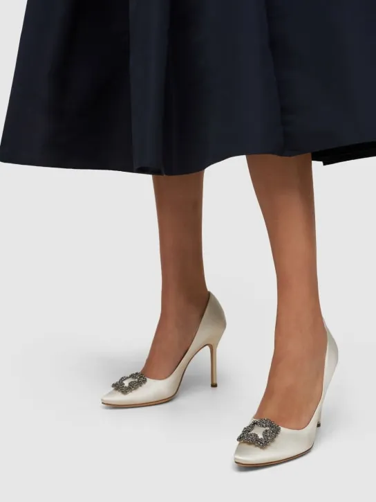 Manolo Blahnik   105mm Hangisi satin pumps 