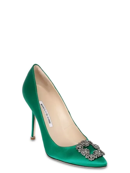 Manolo Blahnik   105mm Hangisi satin pumps 