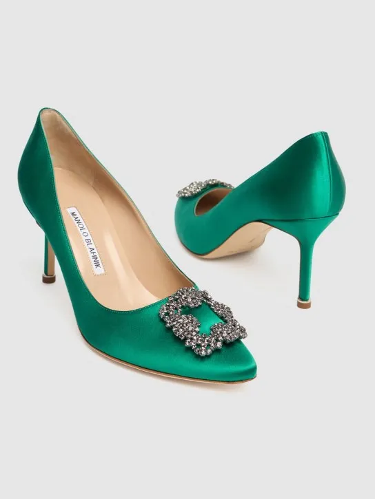 Manolo Blahnik   70mm Hangisi satin pumps 