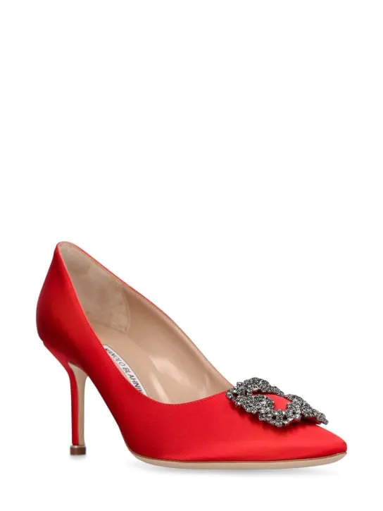 Manolo Blahnik   70mm Hangisi satin pumps 