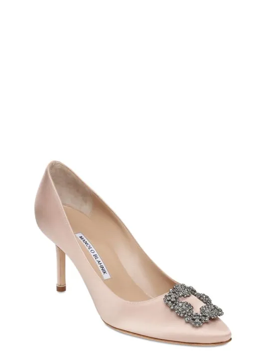 Manolo Blahnik   70mm Hangisi satin pumps 