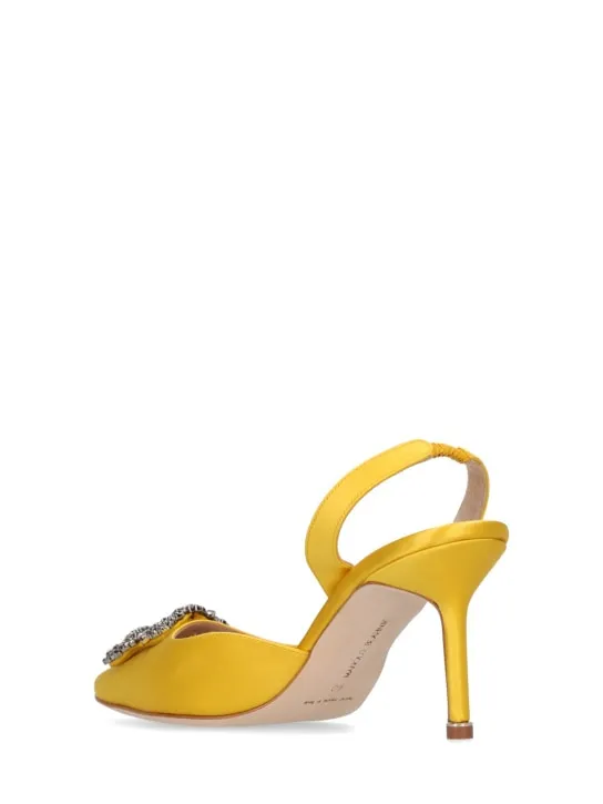 Manolo Blahnik   70mm Hangisi satin slingback pumps 