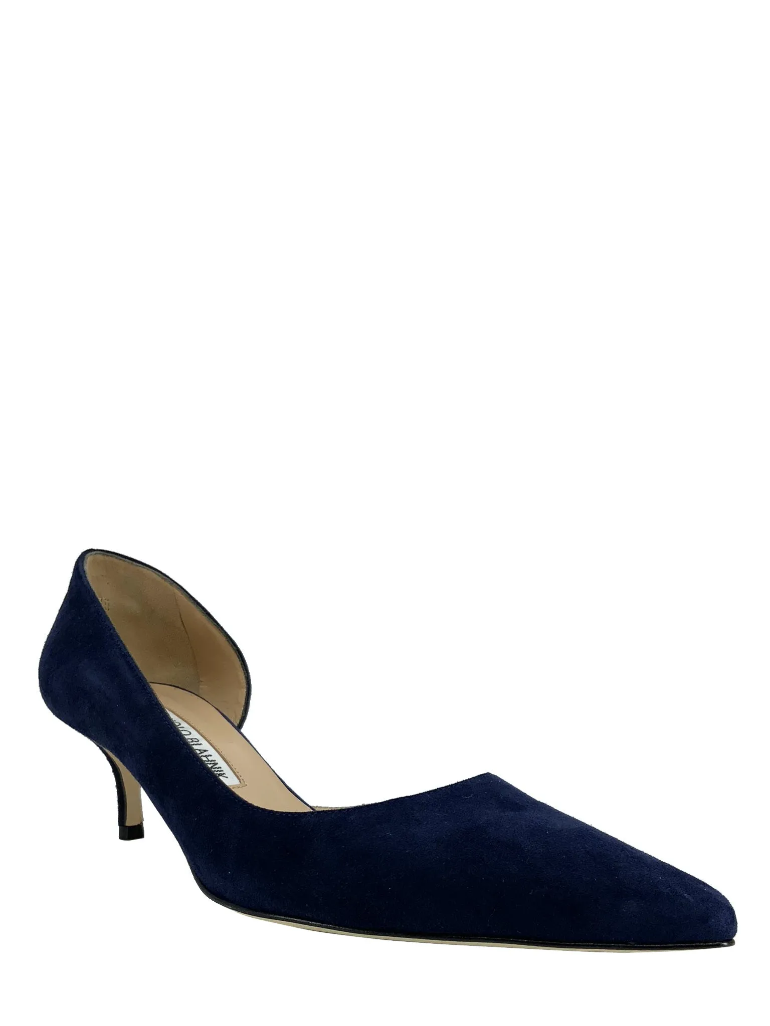 MANOLO BLAHNIK Collina Suede Half d'Orsay Pumps Size 8