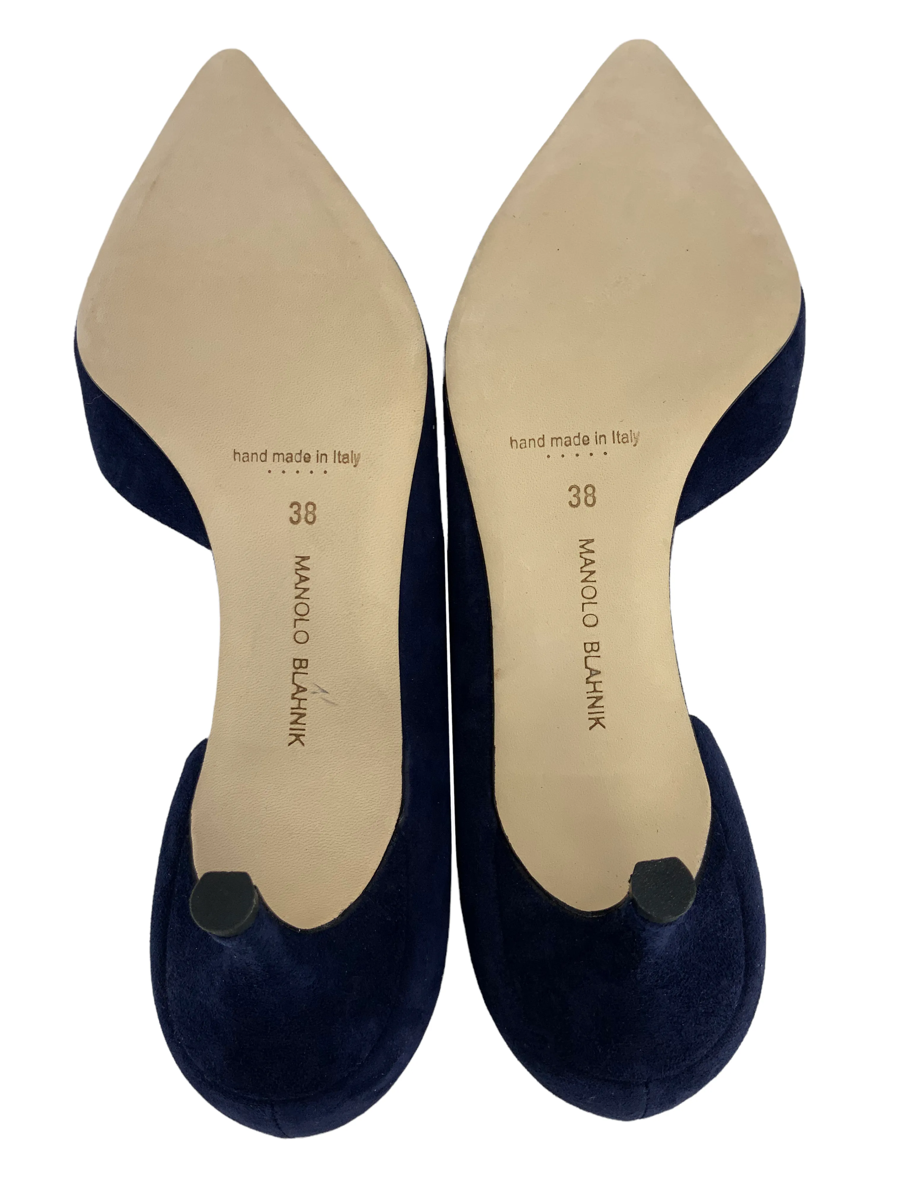 MANOLO BLAHNIK Collina Suede Half d'Orsay Pumps Size 8