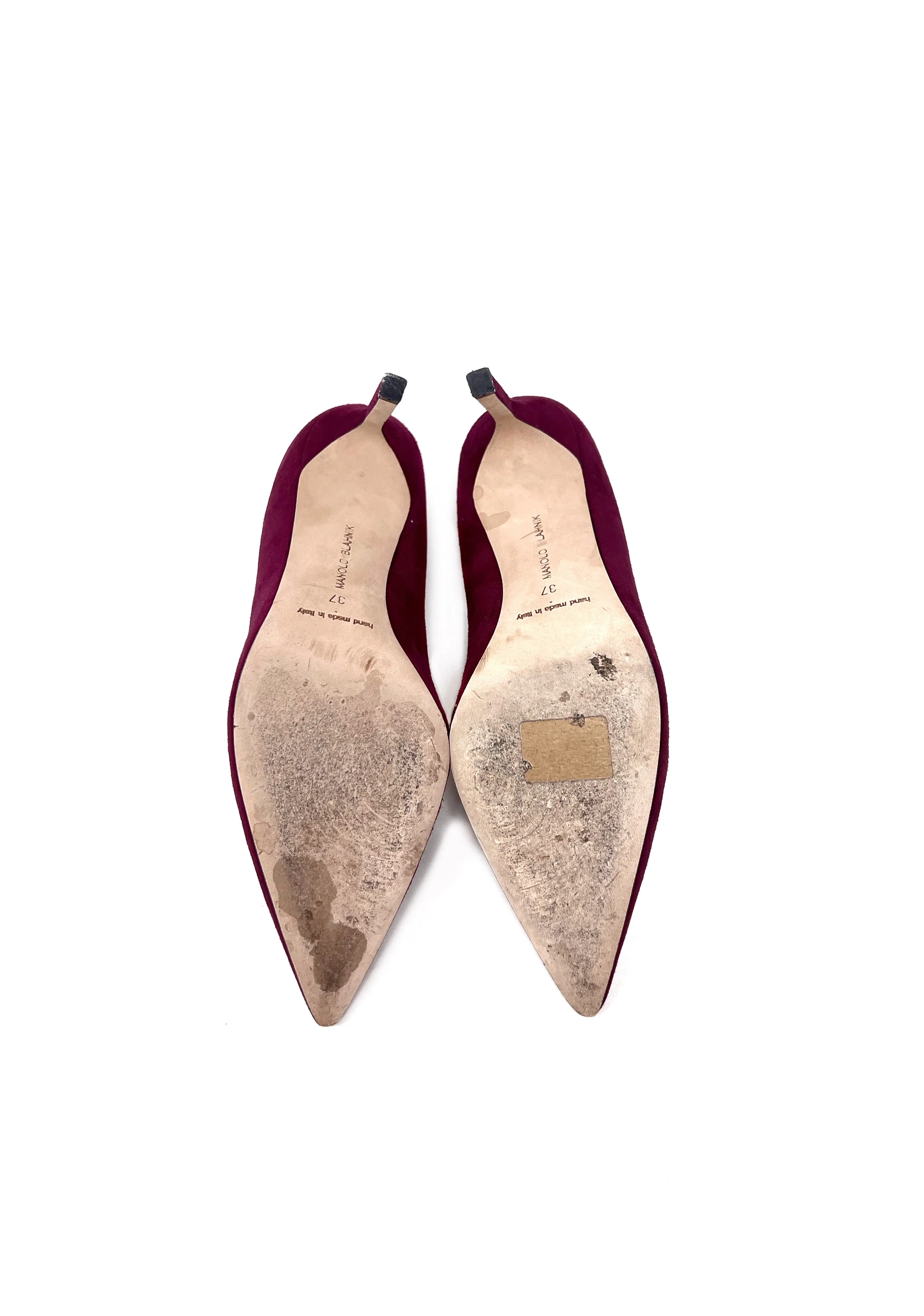 Manolo Blahnik Size 37 'BB 85' Suede Pointed Toe Pump