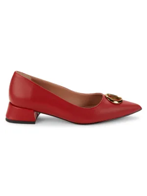 Mario Valentino Perla Flare Box Heel Pumps, Red