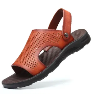 Men Sandals Genuine Leather Sandals Summer Classic Men Shoes Slippers Soft Sandalias Men Roman Walking Footwear