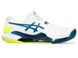 Men's Asics Gel-Resolution 9, White/Restful Teal, 11 2E Wide