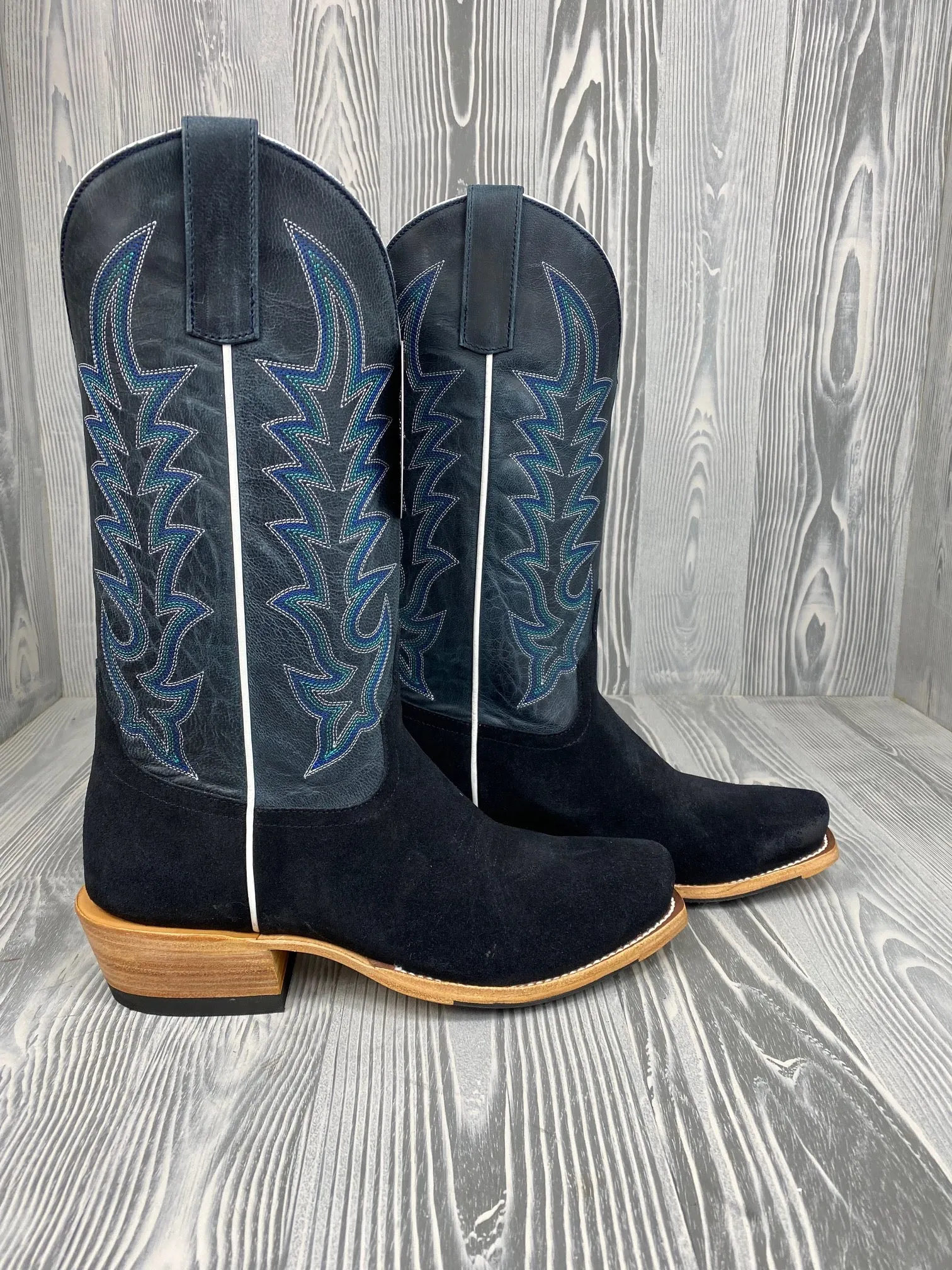 Men's Horse Power Top Hand Black Suede with 13" Blue Goat Tops - HP-9502