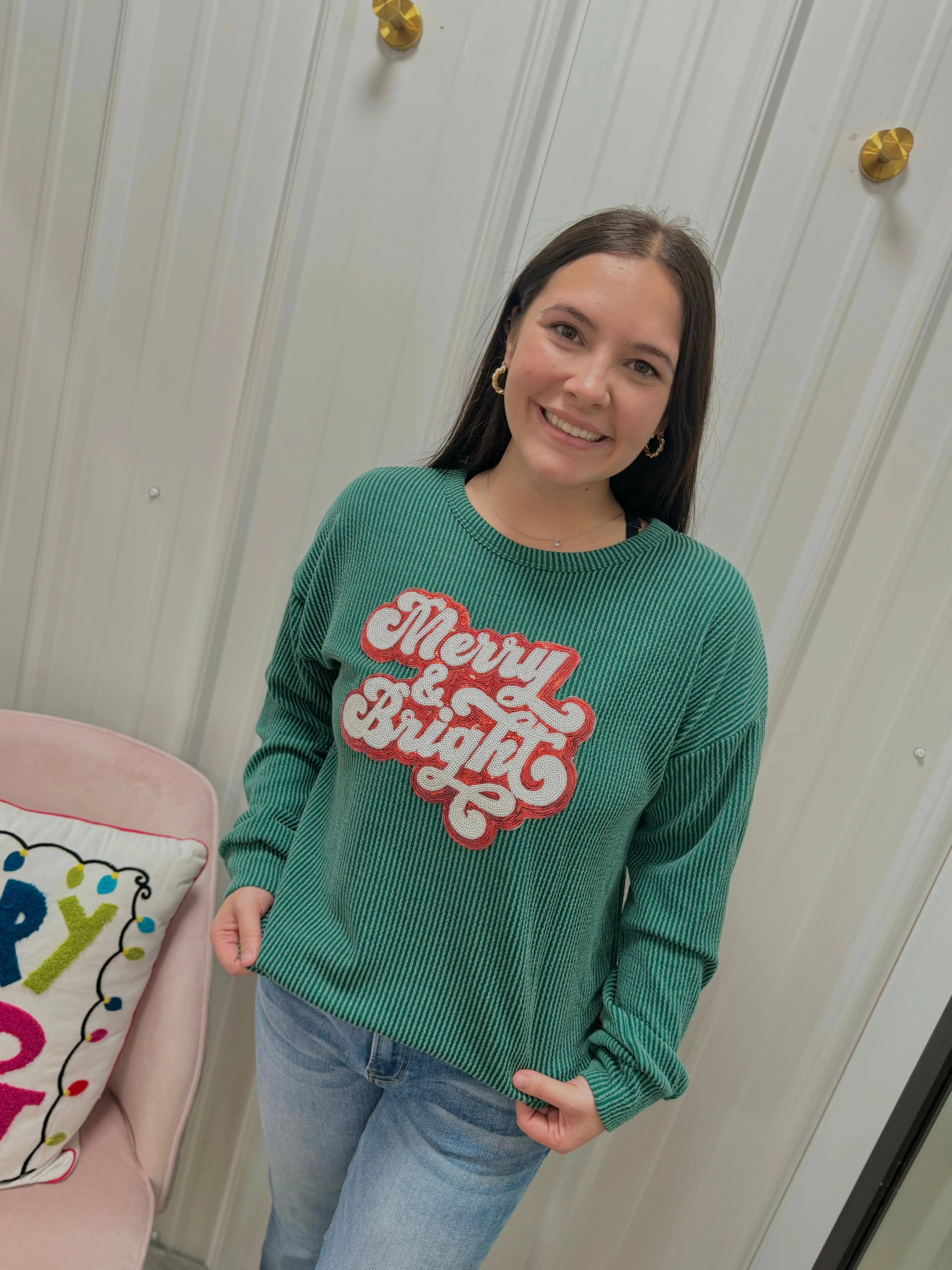 Merry & Bright Ribbed Top