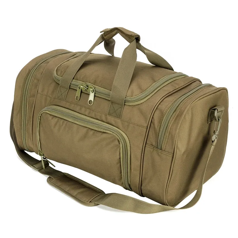 Military Tactical Travel Duffle Bag with Shoe Compartment, Gym Hiking Weekend