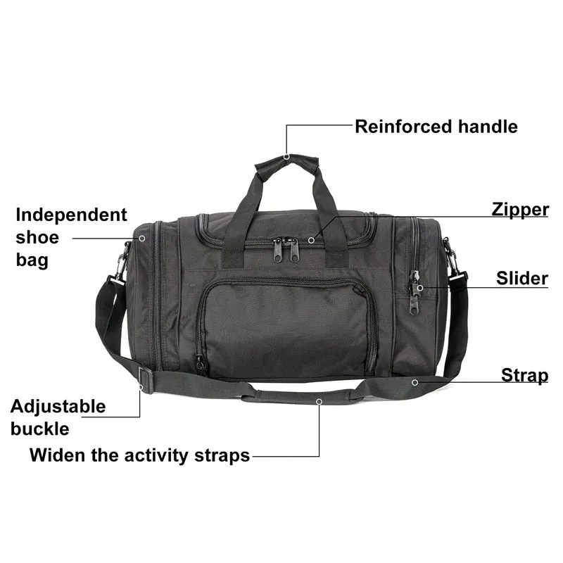 Military Tactical Travel Duffle Bag with Shoe Compartment, Gym Hiking Weekend