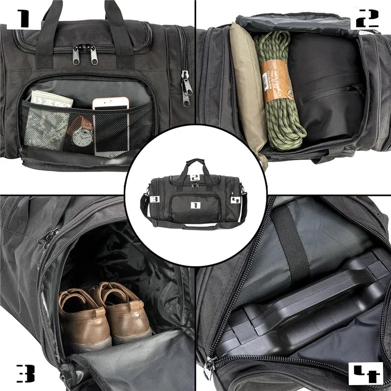 Military Tactical Travel Duffle Bag with Shoe Compartment, Gym Hiking Weekend