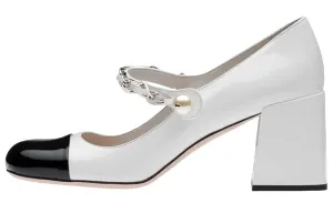 Miu Miu White and Black Patent Pumps