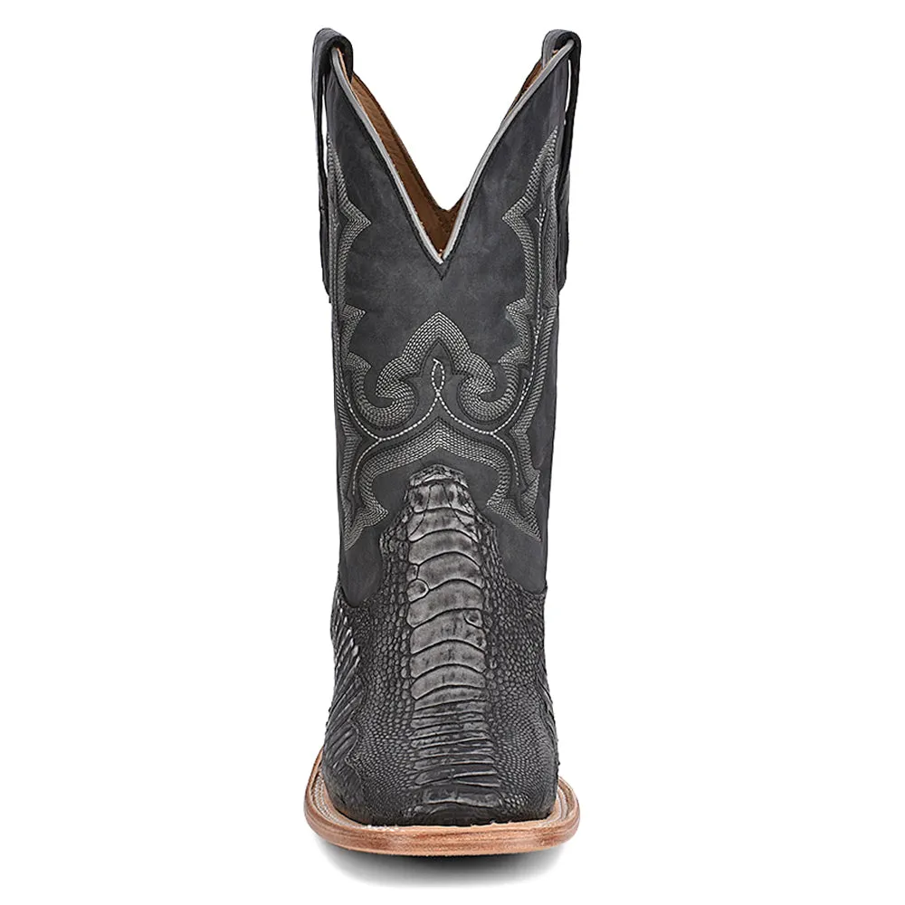 Mn Ostrich Leg Embroidery Wide Square Toe Cowboy Boots