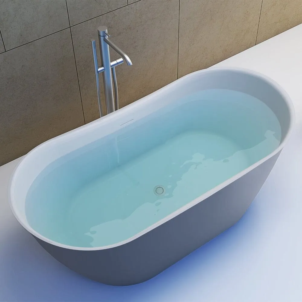 Mokleba 59'' Acrylic Double Slipper Freestanding Bathtub Deep Soaking Tub