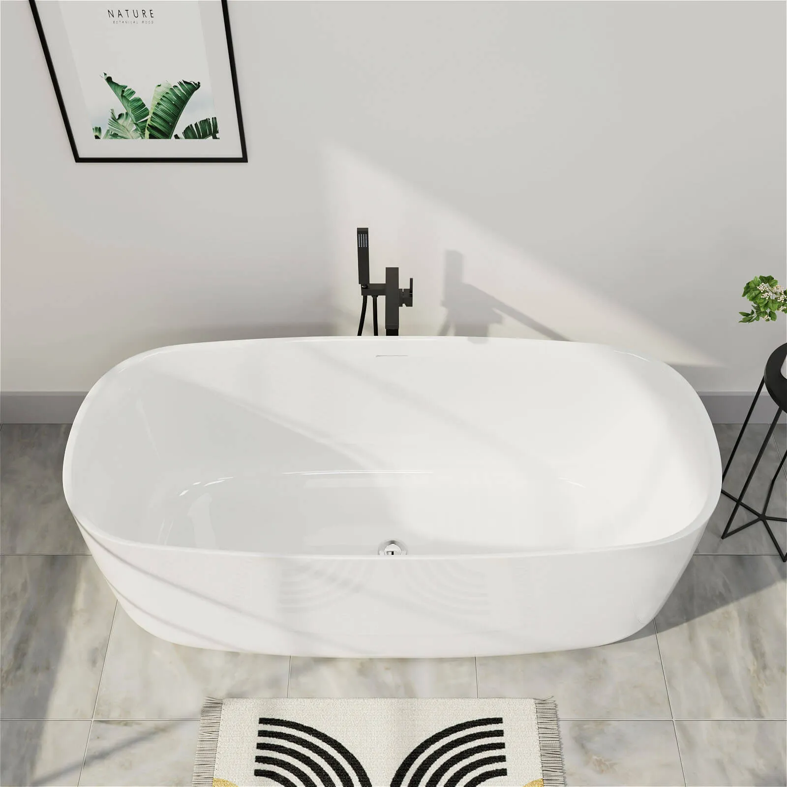 Mokleba 59'' Acrylic Freestanding Flatbottom Modern Rectangle Soaking Bathtub