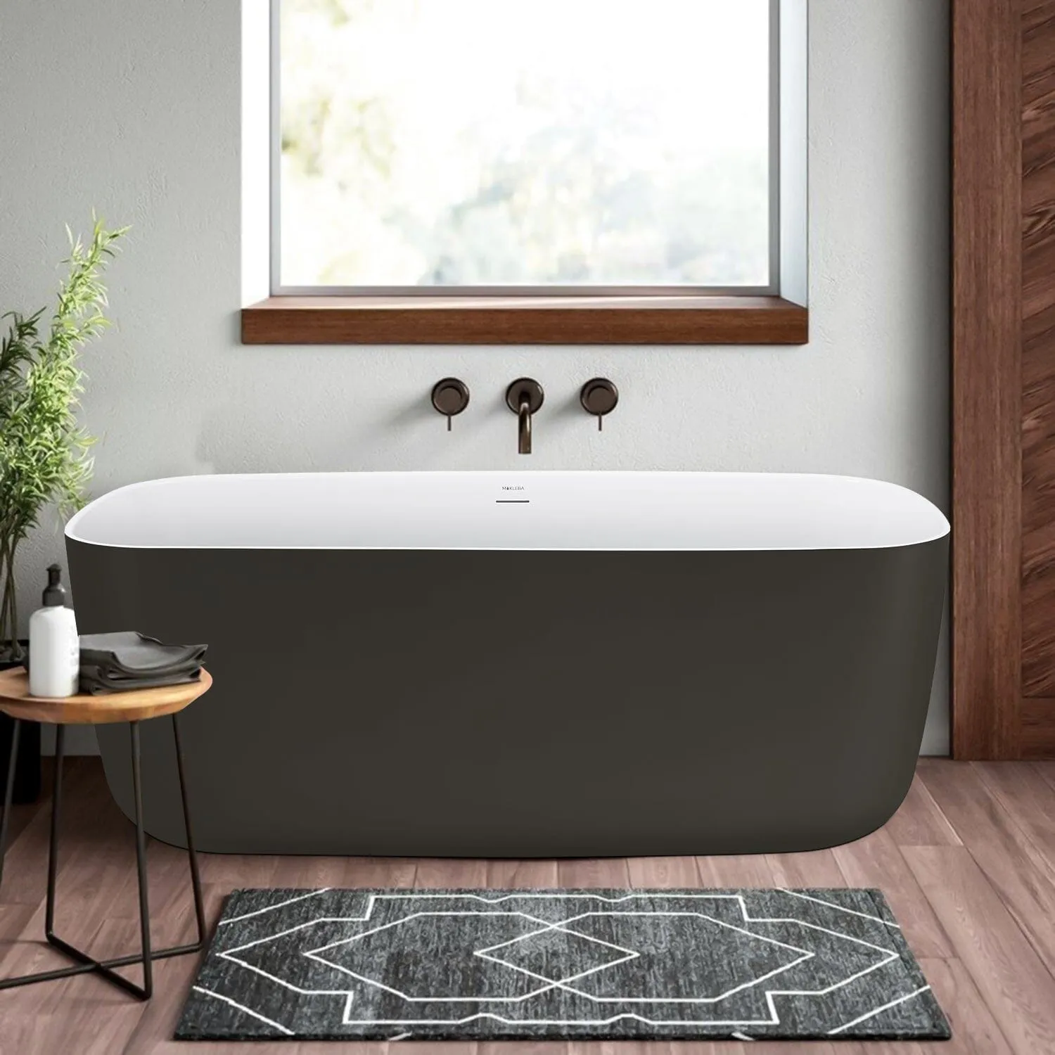 Mokleba 59'' Acrylic Freestanding Flatbottom Modern Rectangle Soaking Bathtub