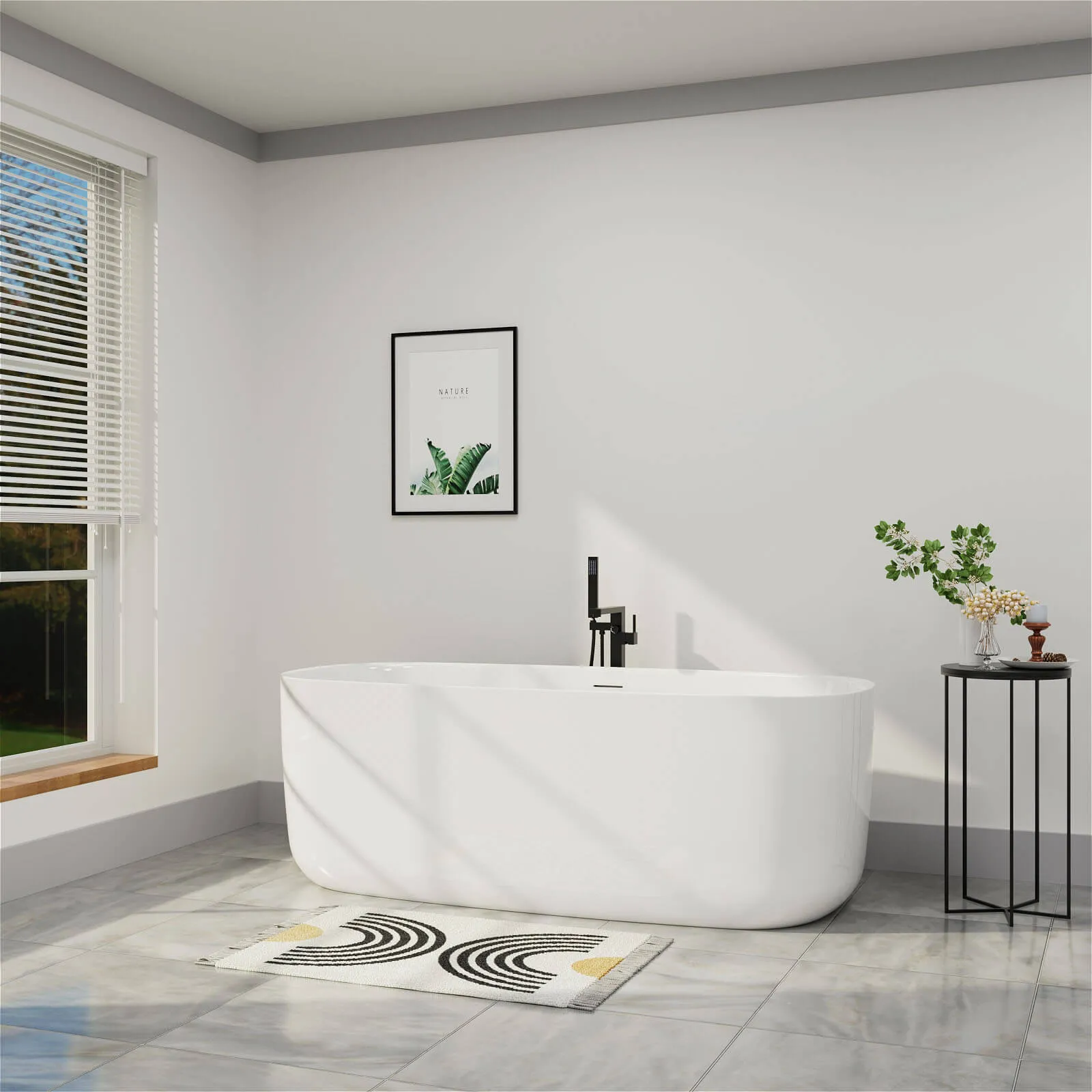 Mokleba 59'' Acrylic Freestanding Flatbottom Modern Rectangle Soaking Bathtub