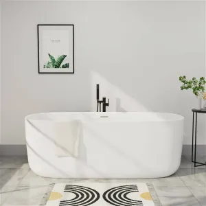 Mokleba 59'' Acrylic Freestanding Flatbottom Modern Rectangle Soaking Bathtub