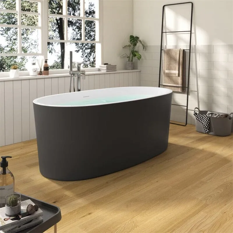 Mokleba 59" Acrylic Modern Bathtub Oval Shape Freestanding Soaking Tub