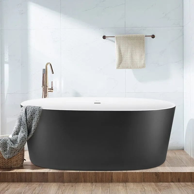 Mokleba 59" Acrylic Modern Bathtub Oval Shape Freestanding Soaking Tub