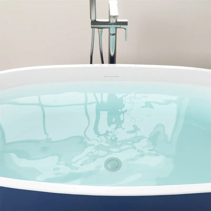 Mokleba 59" Acrylic Modern Bathtub Oval Shape Freestanding Soaking Tub