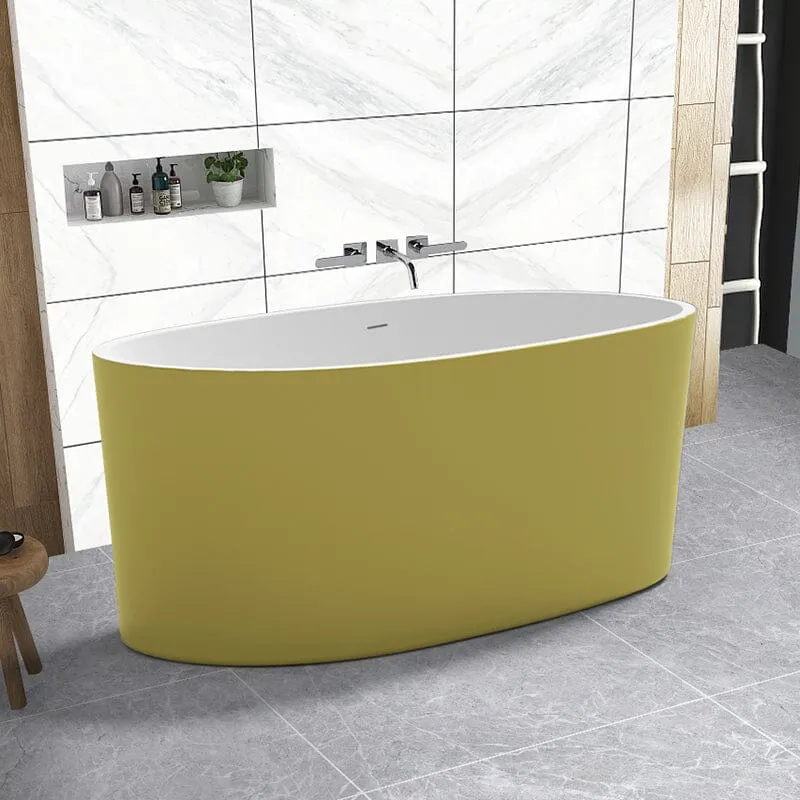 Mokleba 59" Acrylic Modern Bathtub Oval Shape Freestanding Soaking Tub