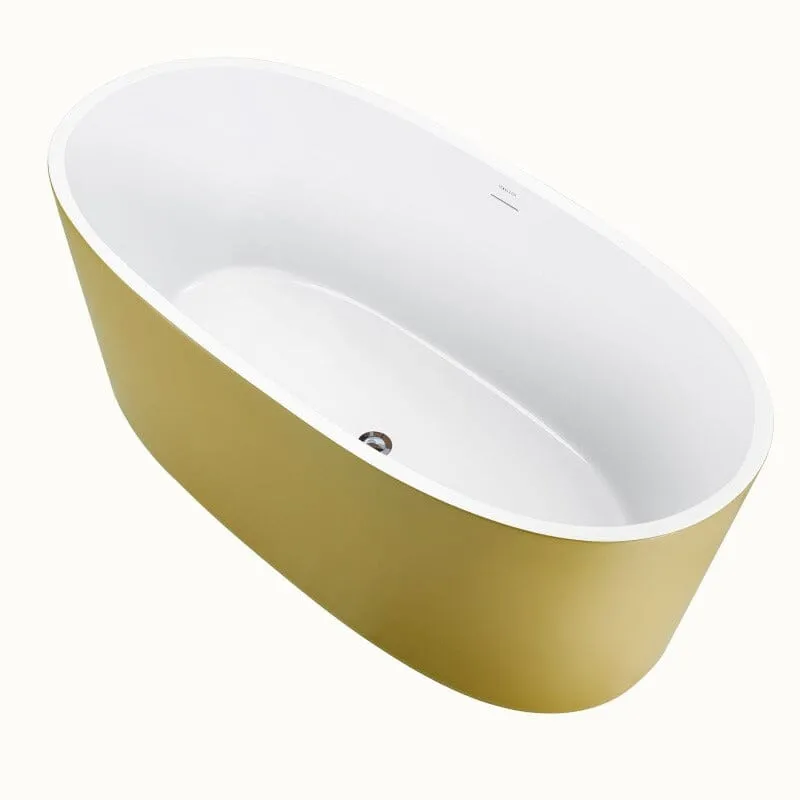 Mokleba 59" Acrylic Modern Bathtub Oval Shape Freestanding Soaking Tub