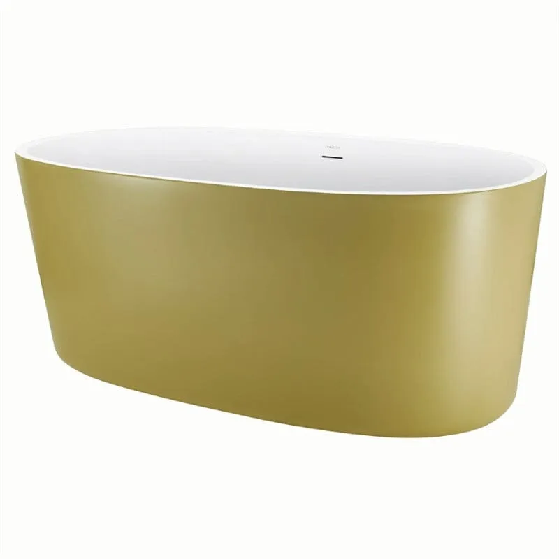 Mokleba 59" Acrylic Modern Bathtub Oval Shape Freestanding Soaking Tub