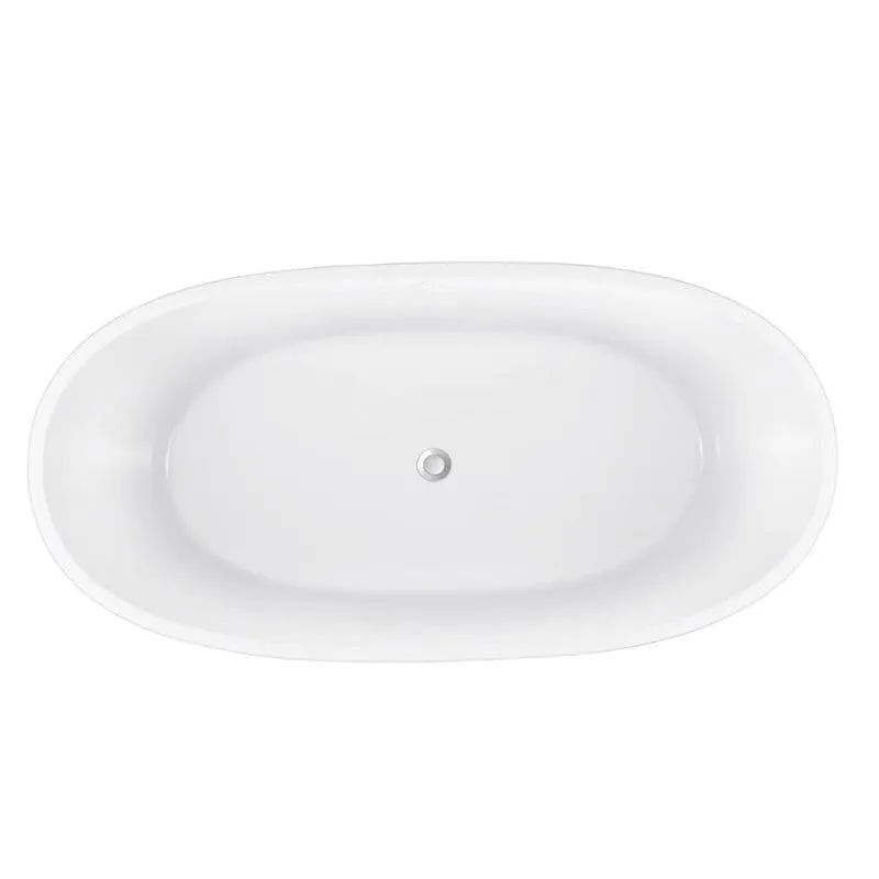 Mokleba 59" Acrylic Modern Bathtub Oval Shape Freestanding Soaking Tub